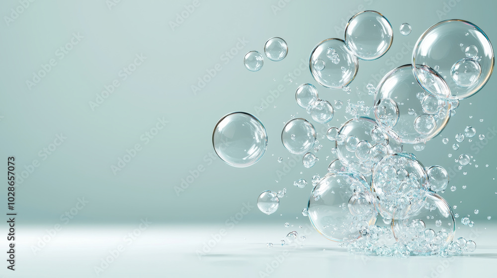 Aufkleber floating transparent spheres create serene atmosphere with soft reflections