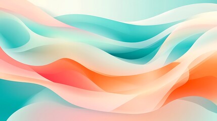 Fototapeta premium Abstract background with soft, flowing waves in blue, orange, and white.