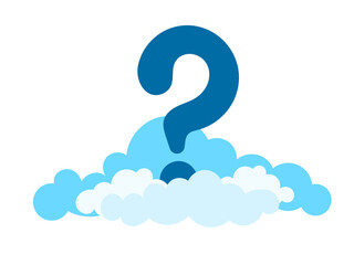 Question mark in clouds. Flat vector illustration.