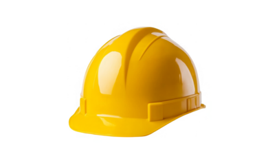 Yellow engineer hat for inspecting work area isolated transparent background image