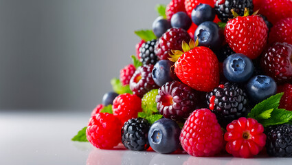 Obraz premium collage of different delicious fresh berries closeup