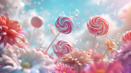 wallpaper with candy and flower