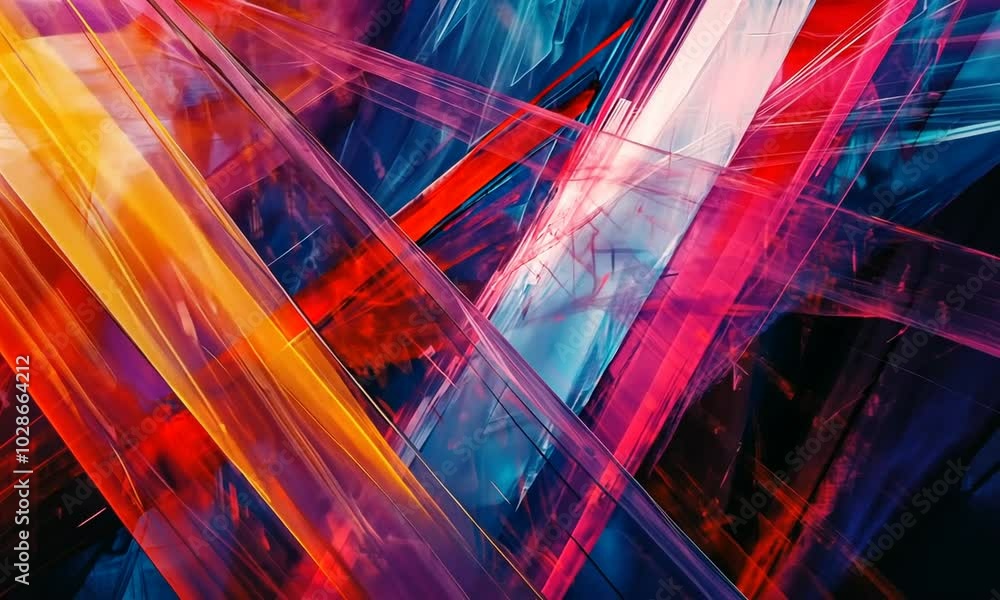 Poster abstract art: intersecting shapes with vibrant colors