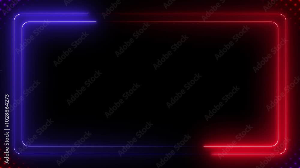 Aufkleber decorative glowing neon frame ,neon effect rectangle frame loop background 4k