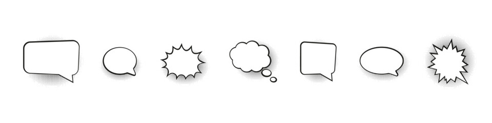 Speech bubble sign. Message vector set. Isolated speech balloon.
