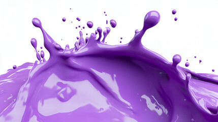 A splash of transparent liquid of a purple color on a white background 3d rendering,Purple splash isolated on white background