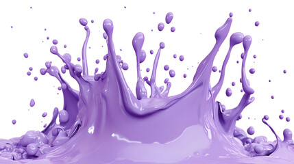 A splash of transparent liquid of a purple color on a white background 3d rendering,Purple splash isolated on white background