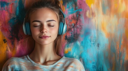 Fototapeta premium Sound therapy meditation, using soothing frequencies to promote deep relaxation and inner peace
