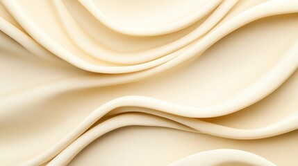 Obraz premium Close-up view of elegant cream-colored fabric with soft, flowing folds creating an abstract pattern and smooth texture.