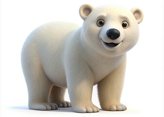 Fototapeta premium Adorable 3D White Polar Bear Cartoon Character Silhouette for Creative Projects and Marketing Materials