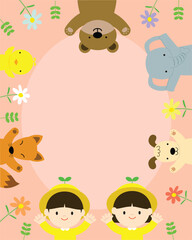 Create a cute image welcomed by children and animal friends