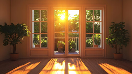 Sunlight streaming through windows into a serene indoor space.