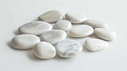 Fototapeta premium A Group of Smooth White Stones with Subtle Gray Veining