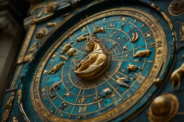 Obraz premium Astrology Chart And Zodiac Wheel, Generative AI