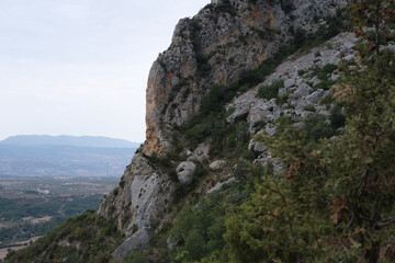 Large grey rock mountains and valley