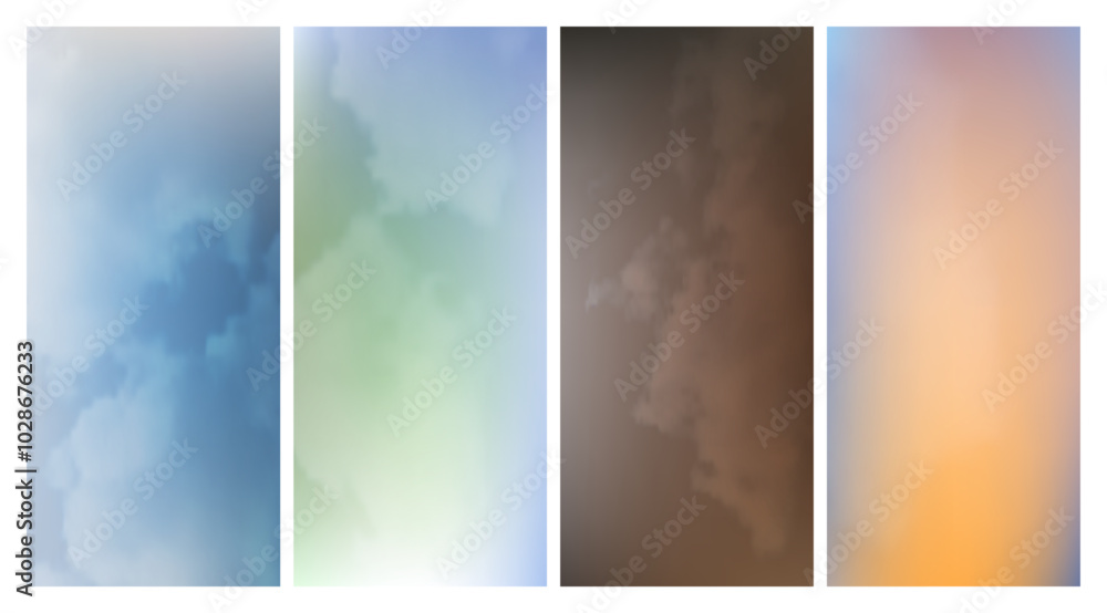 Poster modern colorful gradient background with clouds