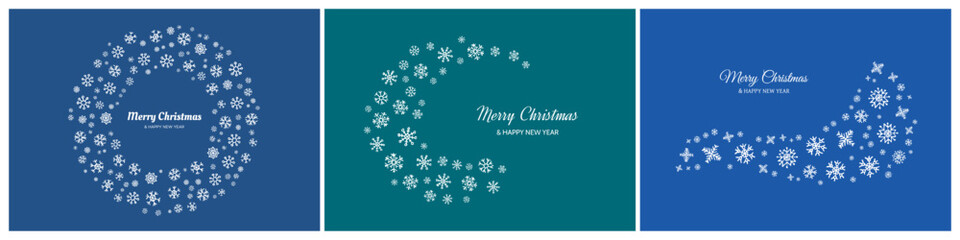 Set of Merry Christmas backgrounds with snowflakes