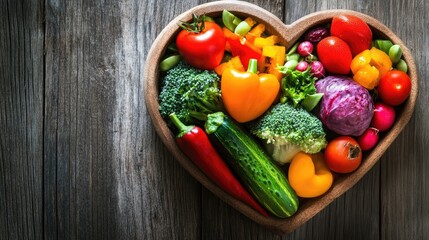 Colorful Heart-Shaped Vegetable Dish Overflowing with Freshness
