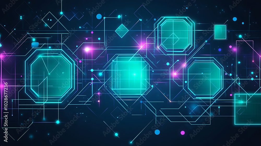 Aufkleber abstract digital background with glowing lines and shapes in a futuristic style.