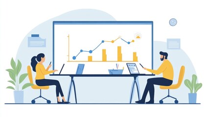 Obraz premium Collaborative Creative Workspace Illustration