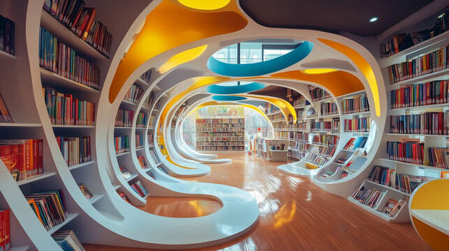 W centrum publicznej biblioteki znajduje się wyjątkowa okrągła p&oacute;łka na książki, kt&oacute;ra przyciąga wzrok każdego odwiedzającego.