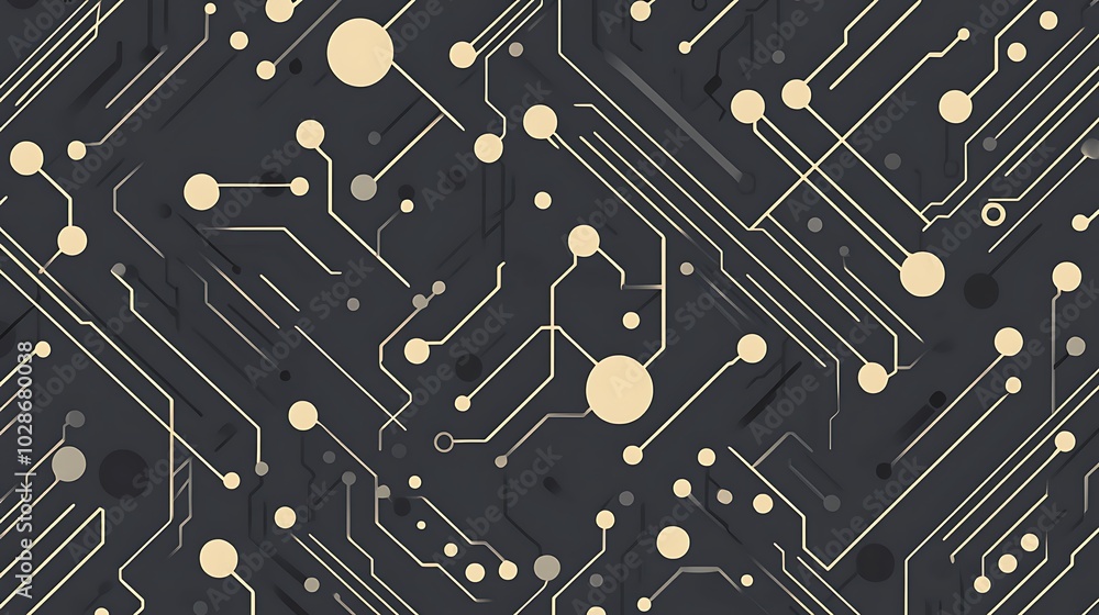 Leinwandbilder abstract digital circuit board pattern with interconnected lines and nodes on a dark background.