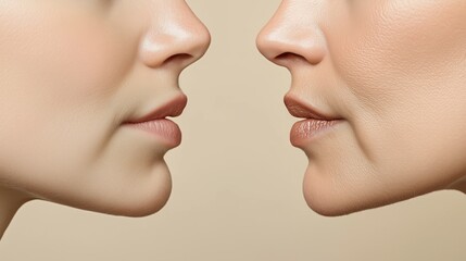 Obraz premium Close-up of two women's faces with different skin tones