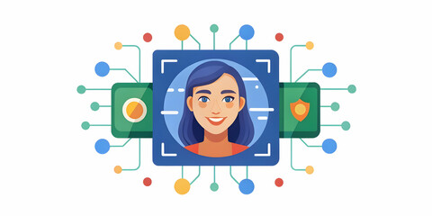 Close-Up Macro Shot of AI Virtual Assistant's Holographic Face - Detailed Pixels and Connection Nodes Representing AI Connectivity in Personal Interactions in Australia | Photo Stock Concept