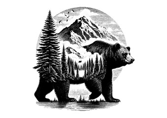 bear vector, bear silhouette, bear illustrations 