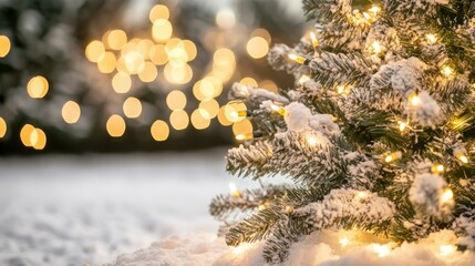 Beautifully Lit Outdoor Christmas Tree at Night