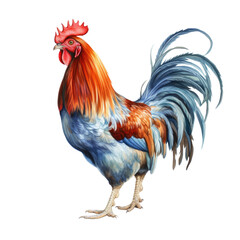Fototapeta premium Watercolor Colorful Rooster Clipart Illustration