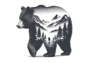 bear vector, bear silhouette, bear illustrations 