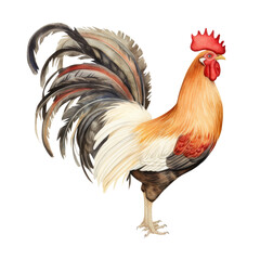 Fototapeta premium Watercolor Rooster Clipart Illustration