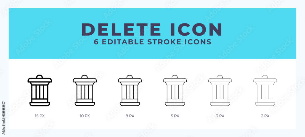 Poster delete icon with different stroke. editable stroke. vector illustration.