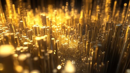 Obraz premium Golden Cylinders in an Abstract Radiant Display