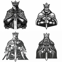 Obraz premium Illustration of a knight holding a sword in front of his chest vector