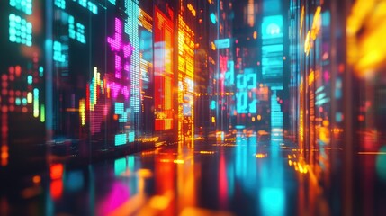 Obraz premium Vibrant 3D Atmosphere in Serene Digital Environment