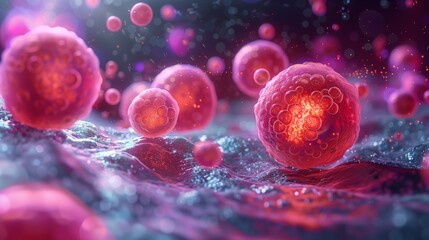 Colorful Abstract Cells Under a Microscope View