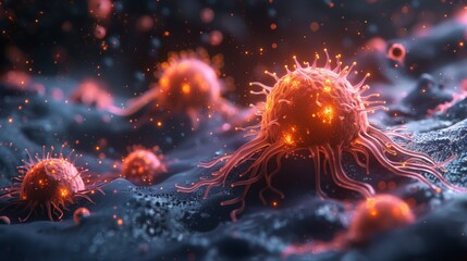 Abstract View of Microscopic Organisms in Colorful Environment