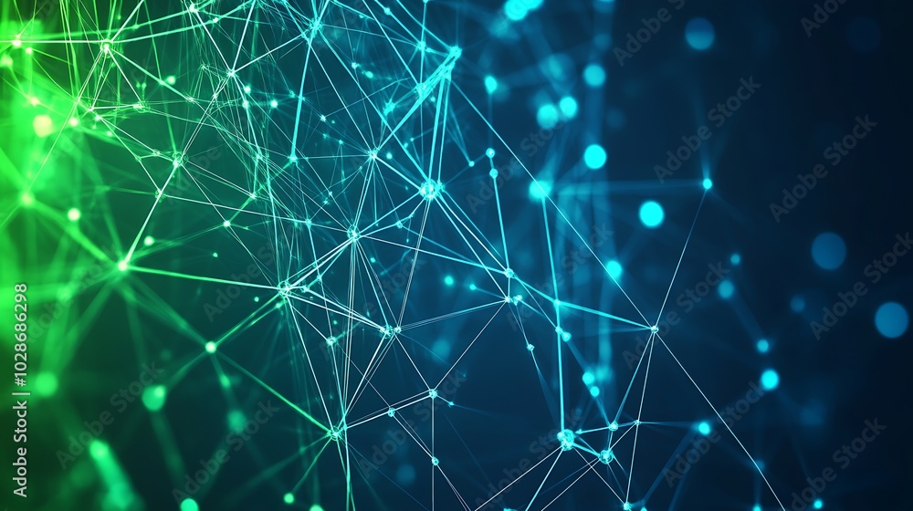 Aufkleber abstract digital network with glowing lines and points, representing connection, technology, and dat