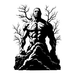 Fototapeta premium Power of Nature with a Stunning Vector Image of an Earth Elemental – Ideal for Your Creative Projects, From Fantasy Illustrations to Eco-Friendly Designs, Infuse Your Work with Earthy Energy