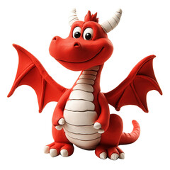 Colorful red dragon character made of clay, perfect for children's artwork or fantasy-themed projects.