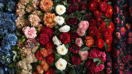 Fototapeta premium Colorful Floral Composition with Diverse Blooms