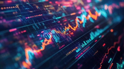 Obraz premium Swirling Mix of Financial Currency Symbols and Graphs