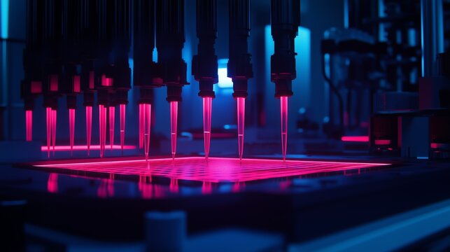 Advanced Laboratory Pipetting Under Neon Lights