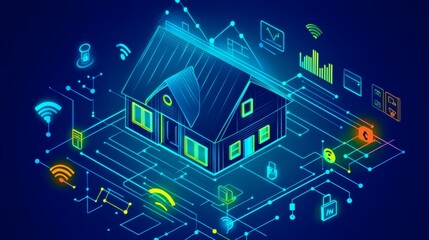 Fototapeta premium Advanced smart home IoT devices, seamlessly integrating technology into daily living