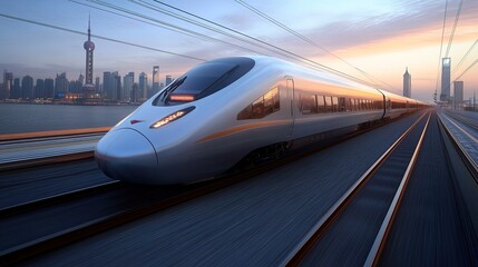 Fototapeta premium High-Speed Train in Motion: Perfect for Travel Brochures