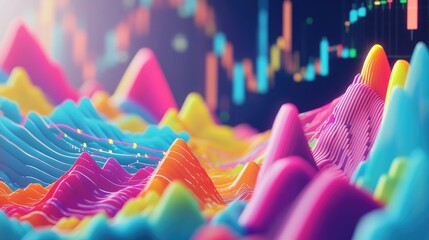 Vibrant Abstract 3D Graphs and Charts Composition
