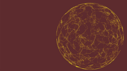 Abstract 3d futuristic sphere. Global network connection. Sphere made of dots and lines. Big data visualization. Plexus. 3D Futuristic digital background. Vector illustration.