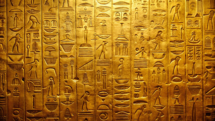 Solid minimalist ancient Egyptian hieroglyphs on gold background
